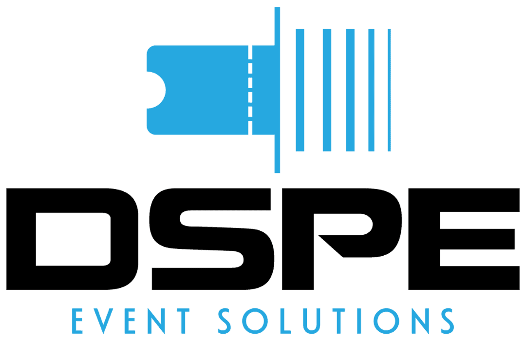 DSPE Event Solutions logo in blue and white.