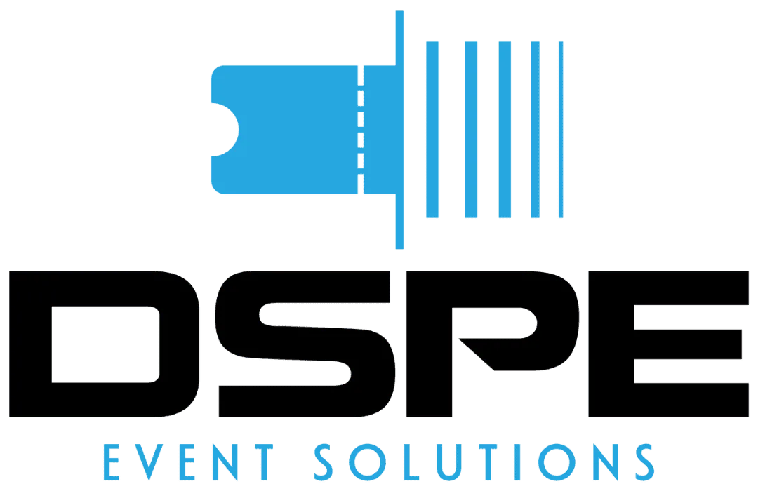 DSPE Event Solutions logo in blue and white.