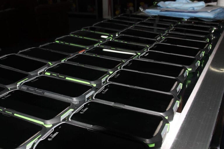 Ticketing Support team ready with the handset scanners neatly laid out.